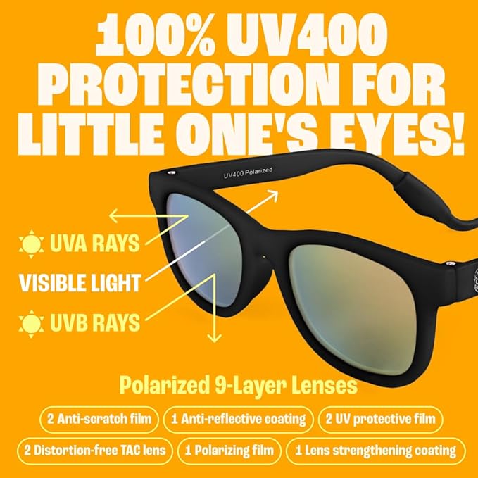 uv400 goggles Black Baby Sunglasses with Strap | UV400 Polarized