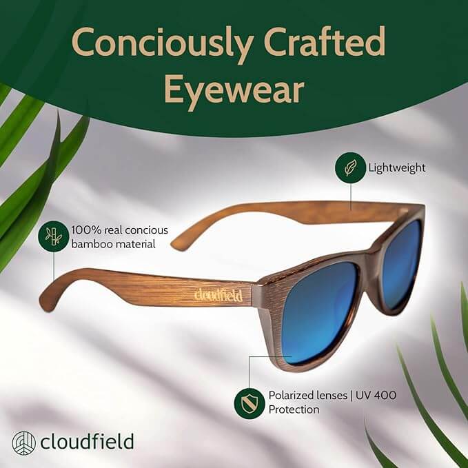 Cloudfield Unisex Polarized Wood Sunglasses - Blue | Eco  display picture 2
