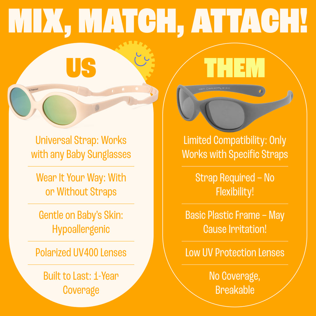 Peach Flexible Polarized Baby Sunglasses With Strap 0-24 Months - Oval