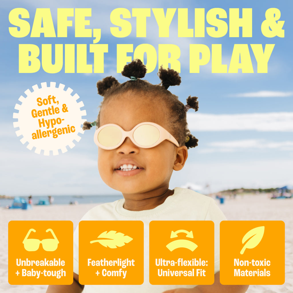 Peach Flexible Polarized Baby Sunglasses With Strap 0-24 Months - Oval