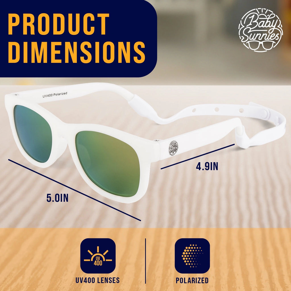 White Polarized Baby Sunglasses with Strap 0-24 Months